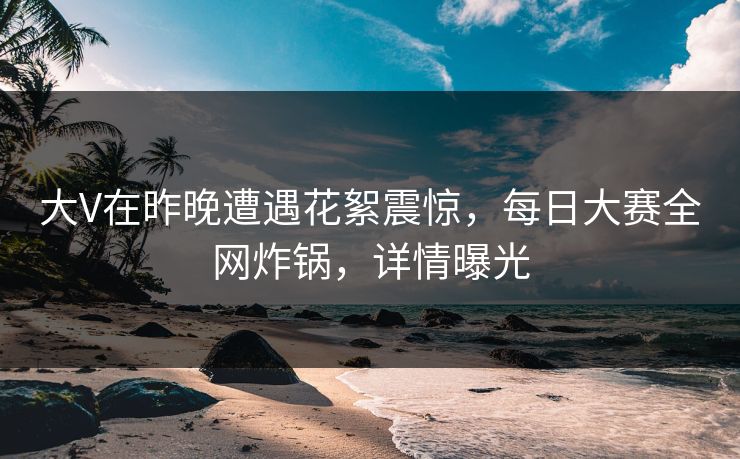大V在昨晚遭遇花絮震惊，每日大赛全网炸锅，详情曝光