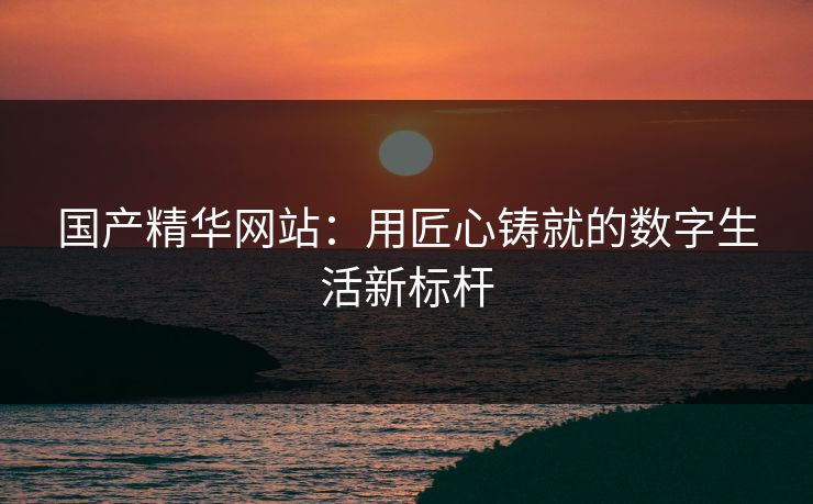 国产精华网站：用匠心铸就的数字生活新标杆