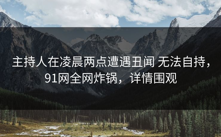 主持人在凌晨两点遭遇丑闻 无法自持，91网全网炸锅，详情围观