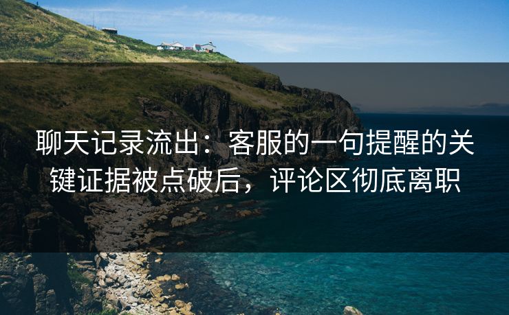 聊天记录流出：客服的一句提醒的关键证据被点破后，评论区彻底离职